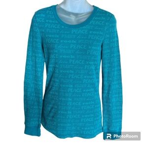 Vanity Peace Love Teal Thermal Shirt